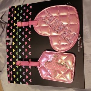 Luggage 2pc tags quilted heart and